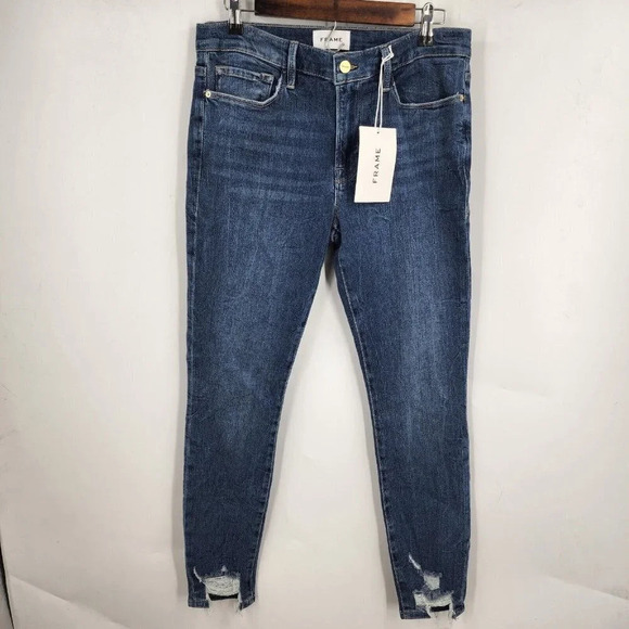 FRAME Le Skinny De Jeanne Colorblock Pocket Mid Rise Ankle Skinny SZ 30 NWT - Picture 2 of 12